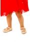 Kiko Kids Cırtlı Fiyonklu Kız Çocuk Babet Ayakkabı Ege 201 Altın