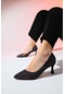 Luvishoes Chevy Siyah Pembe Tüvit Topuklu Kadın Ayakkabı