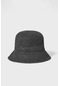Kadın Hasır Bucket Şapka Naturel Ayarlanabilir Kova Plaj Şapkası Siyah - Standart