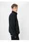 Koton Yarım Fermuarlı Sweatshirt Dik Yaka Uzun Kollu Şardonlu Siyah 4wam70126mk