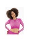 Maraton Active Slimfit Kadın Bisiklet Yaka Uzun Kol Fitness Orkide Crop Top 816013 Pembe