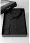 Erkek Siyah Klasik Yaka Kolay Ütülenebilir Pamuklu Slim Fit Özel Kutulu Gömlek A41y2235