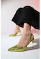 Overas Yeşil Payetli Sivri Burun Kadın İnce Topuklu Abiye Ayakkabı