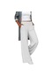 Ikkb Düz Renk Tüm Maç Moda Pamuk Ve Keten Elastik Bel Geniş Pantolon Pantolon Beyaz