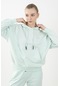 Maraton Sportswear Oversize Kadın Kapşonlu Uzun Kol Basic Su Yeşili Sweatshirt 22149-su Yeşili