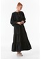 Fullamoda Fullamodest Yakası Bağlamalı V Yaka Elbise- Siyah 24YGB1796202003-Siyah