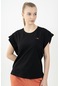Maraton Sportswear Regular Kadın Bisiklet Yaka Kısa Kol Basic Siyah T-Shirt 21992-Siyah