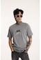 The Champ Clothing Oversize Bisiklet Yaka Erkek 2 İplik November Baskılı Pamuk T-shirt Füme
