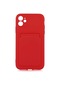 Mutcase - İphone Uyumlu İphone 12 - Kılıf Kamera Korumalı Kart Bölmeli Ofix Kapak - Kırmızı