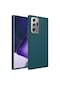 Noktaks - Samsung Galaxy Uyumlu Note 20 Ultra - Kılıf Metal Çerçeve Ve Buton Tasarımlı Silikon Luna Kapak - Koyu Yeşil
