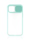 Kilifone - İphone Uyumlu İphone 12 - Kılıf Slayt Sürgülü Arkası Buzlu Lensi Kapak - Turkuaz