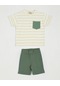Erkek Çocuk Cep Detaylı T-shirt Şort Takım - Yeşil