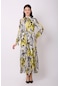 Violevin Er-cool Kadın Saten Desenli Elbise 80291-35-yağyeşili