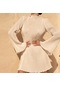 Ikkb Slim Fit Round Neck Wrap Hip Evening Dress Apricot