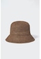 Kadın Hasır Bucket Şapka Naturel Ayarlanabilir Kova Plaj Şapkası Kahve - Standart
