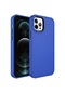 Tecno - İphone Uyumlu İphone 12 Pro - Kılıf Metal Çerçeve Tasarımlı Sert Btox Kapak - Saks Mavi