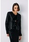 Sateen Payetli Kısa Ceket - Siyah-135239 Siyah