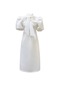 İkkb Yeni Fiyonklu Kısa Kollu Kadın Büyük Beden Elbise Beyaz