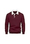 Ghassy Co. Erkek Retro Renk Bloklu Pamuklu Gömlek Yaka Sweatshirt Bordo