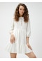 Koton Uzun Kollu Elbise Bağlama Detaylı Volanlı Viskon Karışımlı Beyaz 3sal80013ıw 3SAL80013IW000