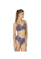 Endeep Kadın Büyük Beden Destekli Büzgü Detaylı Leopar Desenli Bikini Takımı-kahverengi-mavi