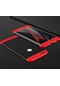 Tecno - Huawei P9 Lite 2017 - Kılıf 3 Parçalı Parmak İzi Yapmayan Sert Ays Kapak - Siyah-kırmızı