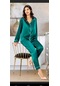 Freshness 2045 Saten Gömlek Yaka Patlı Pijama Takımı ZÜMRÜT