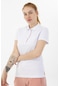 Maraton Sportswear Regular Kadın Polo Yaka Kısa Kol Basic Beyaz T-Shirt 19020-Beyaz