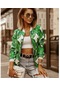 Bayanlar Yeni İnce Uzun Kollu Baskılı Kısa Avrupa Ve Amerikan Moda Ceket Yeşil