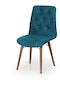 Haman Bank Serisi Nubuk Kumaş Ahşap Gürgen Ayaklı Mutfak Sandalyeleri 1 Adet Kobalt Mavi