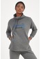 Maraton Sportswear Comfort Kadın Şal Yaka Uzun Kol Basic Antramelanj Sweatshirt 19417-antramelanj