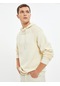 Koton Şal Yaka Basic Sweatshirt Kat Detaylı Uzun Kollu Şardonlu Bej 4wam70033mk