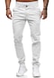Erkek Yeni Gündelik İnce Düz Renk Pantolon Beyaz