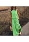 Kadınlar Avrupa Ve Amerikan Yeni Stil Düz Renk Rahat Moda Kişilik Kolsuz Elbise Yeşil