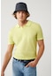Erkek Neon Yeşil Polo Yaka Boya Efektli Regular Fit Triko T-shirt A41y5067