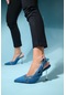 Glen Kot Mavi Fermuar Detaylı Kadın Yüksek Topuklu Ayakkabı