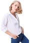 Kadın Beyaz Kol Katlamalı Gömlek-12983-beyaz