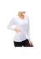 Ximistore9 Bayanlar İçin Akıllı Spor Tişört - V Yaka Uzun Kollü, Nispeten Dar Kesim, Nefes Alabilir Hızlı Kuruyan, Cepli, Pilates Ve Koşu İçin, Beyaz, 2xl Avrupa Bedeni Beyaz