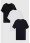 Ds Damat Slim Fit Siyah/beyaz/lacivert 3'lü T-shirt 4hc14ortbn533 Siyah Beyaz Lacivert