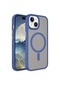 Noktaks - iPhone Uyumlu 15 Plus - Kılıf Arkası Mat Kablosuz Şarj Destekli Flet Magsafe Kapak - Mavi
