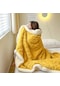 Xiaoqityh-kış Güzellik Battaniyesi Şekerleme Battaniyesi Kalın Sıcak Tafta Polar Battaniye Düz Renk Atma Battaniye 200 X 230 Cm-sarı