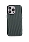 Tecno - İphone Uyumlu İphone 12 Pro Max - Kılıf Karbon Fiber Tasarımlı Karbono Kapak - Koyu Yeşil