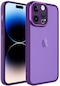 iPhone Uyumlu 14 Pro Max Sert Parlak Kamera Ve Darbe Korumalı Arkası Renkli Şeffaf Post Kılıf - Derin Mor