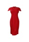 Ikkb Kısa Kollu Çanta Kalça Kadın Büyük Beden Elbise Kırmızı