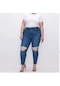 Kadın Elastik Küçük Ayaklı Yırtık Normal Moda Skinny Jean Pantolon Açık Mavi