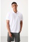 Tommy Life Beyaz Logo Baskılı Standart Kalıp Polo Yaka Aktif Spor Erkek T-shirt - 88252 Beyaz