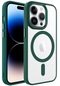 iPhone Uyumlu 14 Pro Max Kılıf Wireless Şarj Özellikli Lopard Krom Magsafe Silikon Kapak - Koyu Yeşil