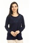 Kadın Orta Yaş Ve Üzeri Yeni Model Yuvarlak Yaka Likralı Anne Penye Bluz 30550-lacivert