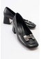 Elois Siyah-siyah Tokalı Kadın Topuklu Ayakkabı