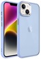iPhone Uyumlu 14 Plus Kılıf Metal Buzlu Transparan Çerçeve, Hassas Butonlu Renkli Kapak May - Lila